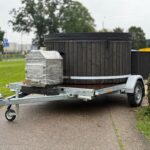 Kubls uz piekabes ar ārējo krāsni, masāžām un LED apgaismojumu Ø200 cm