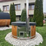 Stiklašķiedras kubls ar integrēto krāsni un hidromasāžu Ø200 cm