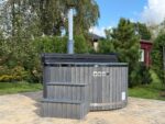 Stiklašķiedras kubls Ø200 cm ar ārējo krāsni un hidromasāžu