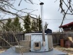 Stiklašķiedras kubls ar integrēto krāsni, hidromasāžu un LED apgaismojumu Ø200 cm