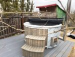 Stiklašķiedras kubls ar integrēto krāsni, hidromasāžu un LED apgaismojumu Ø200 cm - Image 4