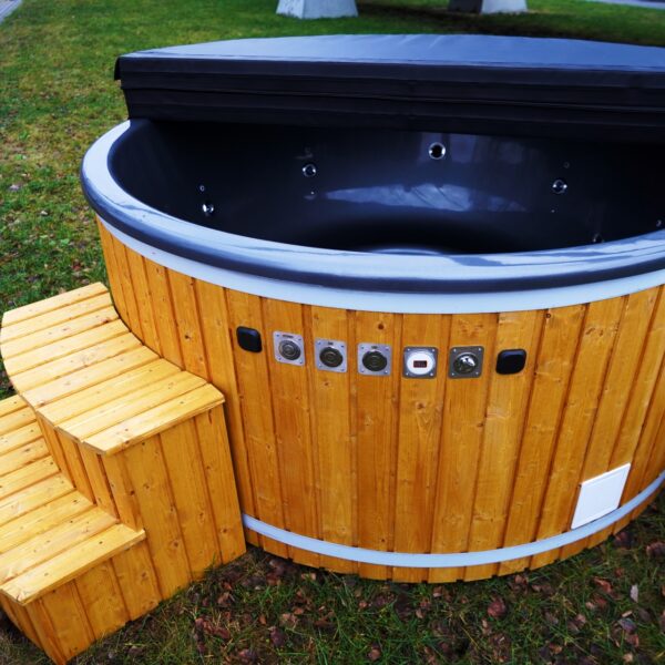 Stiklašķiedras tumši pelēks kubls ar spīdumiem un ārējo krāsni Ø200 cm
